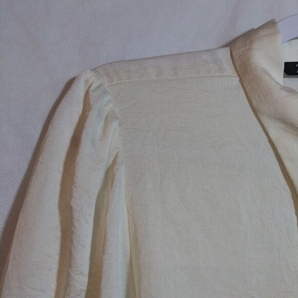 Zara Ivory Long-Sleeve Jewel Button Up Shirt Blouse Size XL - Picture 6 of 8